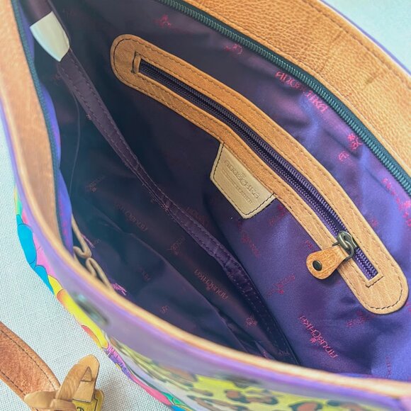 Anuschka NEW Purse Hand Painted on Leather Brand Leopard Print on Floral RARE - Picture 5 of 13